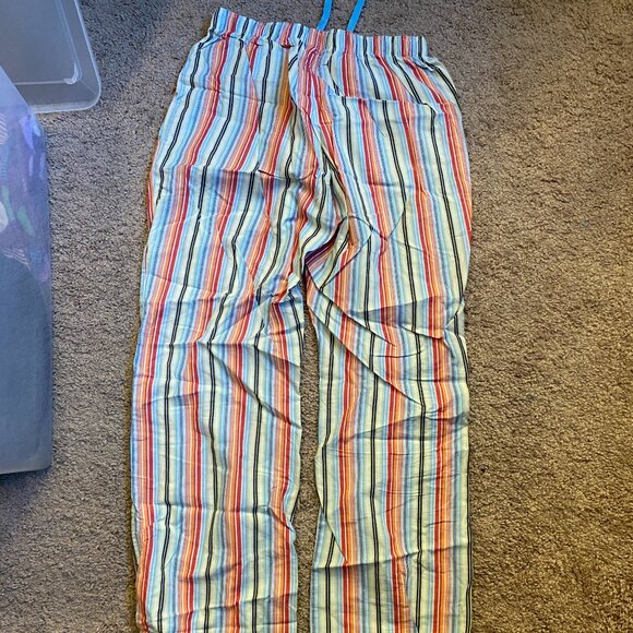 Schiesser Pastel Striped Pajama Pants Pocket Adjustable Sz Small, Long Green - Picture 1 of 4